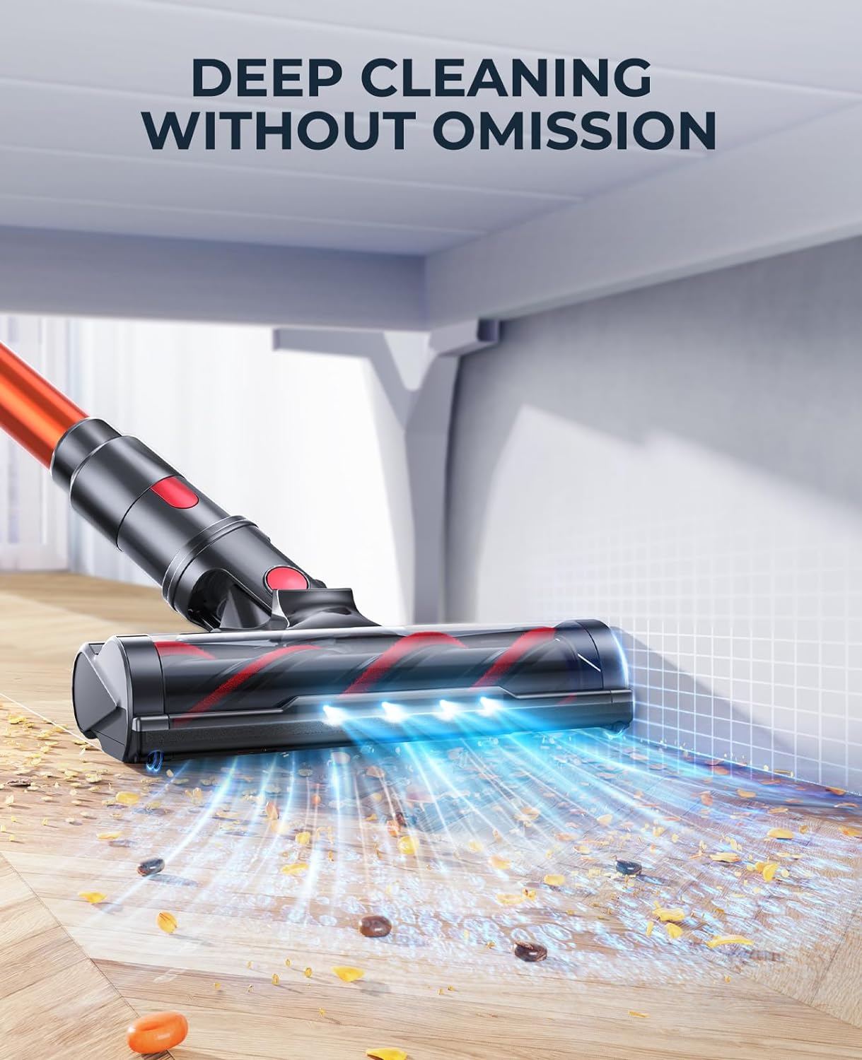 Laresar E8 Cordless Vacuum Cleaner for Home, 38000Pa 450W Powerful Stick Vacuum, Touch Screen, 55 Mins Detachable Battery, 3-Speed Adjustment, Lightweight Handheld Vacuum, Hardhood Floor/Carpet/Pet Hair