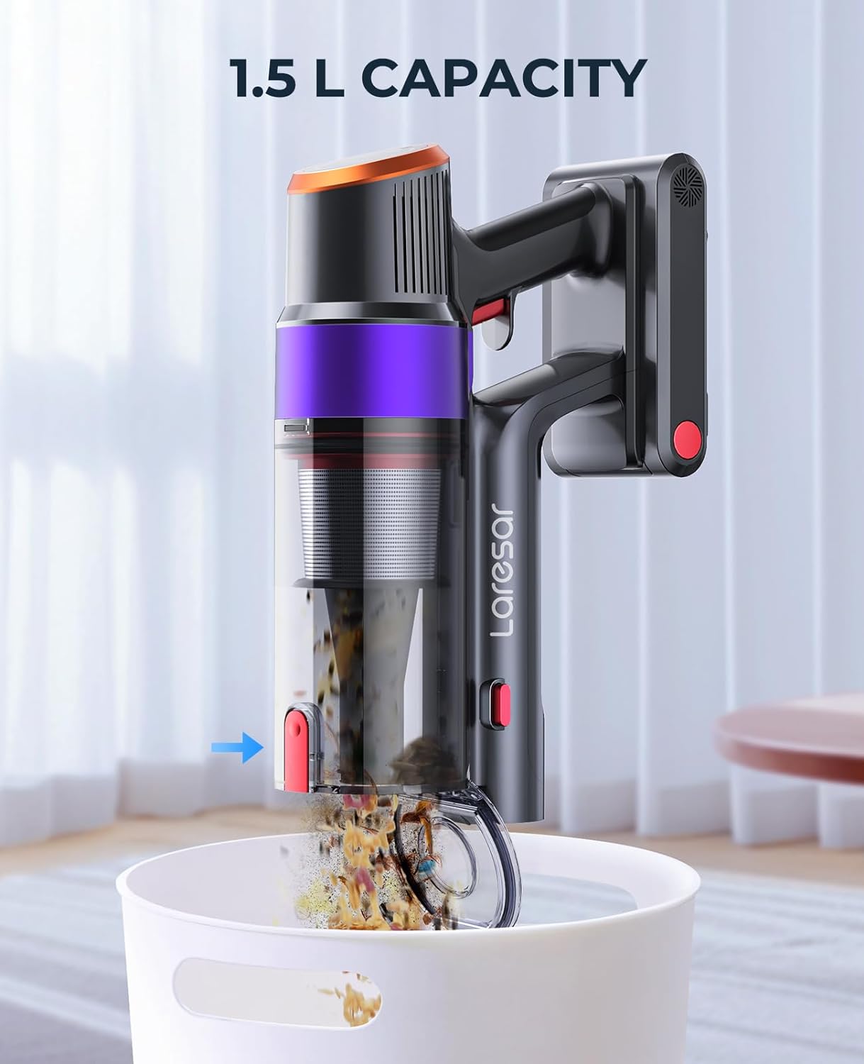 Laresar E8 Cordless Vacuum Cleaner for Home, 38000Pa 450W Powerful Stick Vacuum, Touch Screen, 55 Mins Detachable Battery, 3-Speed Adjustment, Lightweight Handheld Vacuum, Hardhood Floor/Carpet/Pet Hair