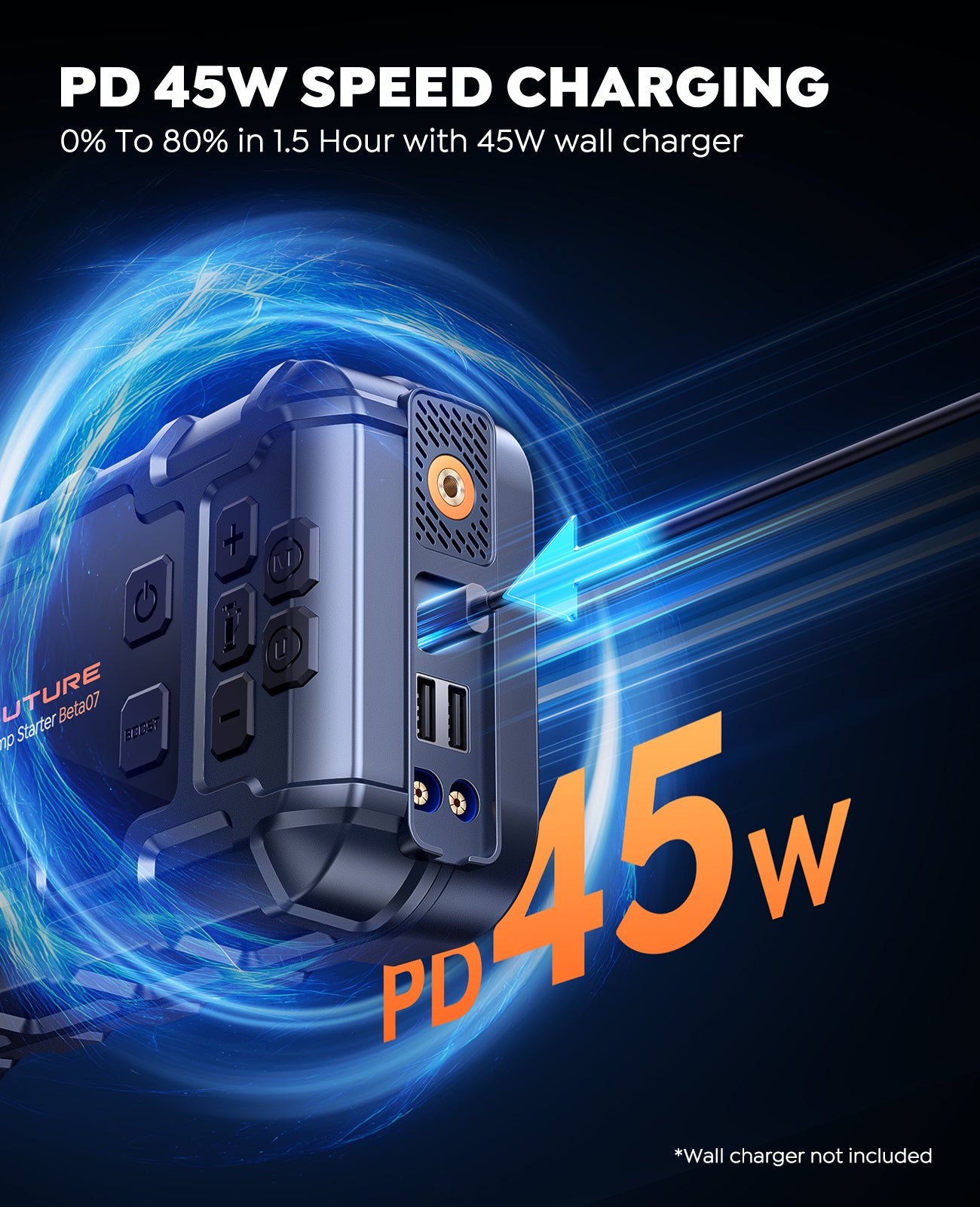 BUTURE 6000A Car Jump Starter with Air Compressor 160 PSI, 45W Charging Battery Booster
