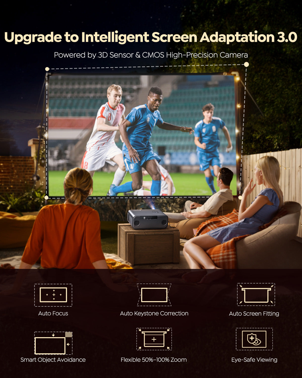 WiMiUS Smart Projector with Licensed Netflix, Native 1080P 4K Supported, 600 ANSI Lumen, Dolby Audio Dual Speakers, Auto Focus and Keystone, Home Theater Projector with WiFi and Bluetooth