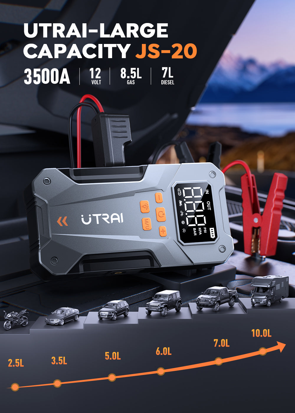 UTRAI Car Jump Starter with Air Compressor 150PSI
