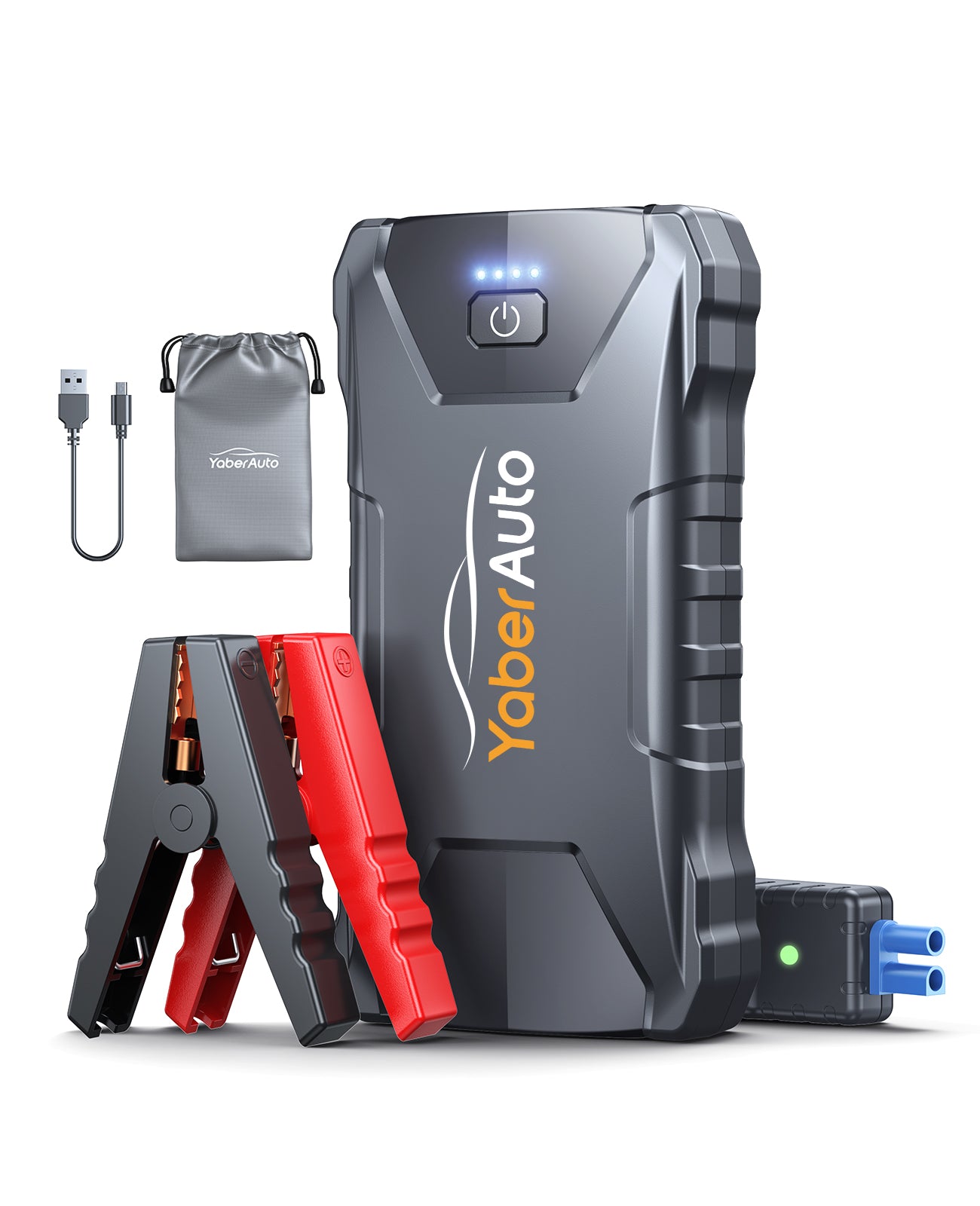 YaberAuto 2000A Car Jump Starter, 12V Portable Jump Starter Battery Pack for 7.0L Gas/5.5L Diesel, Battery Booster with Safety Jumper Cables, USB Quick Charge & LED Light