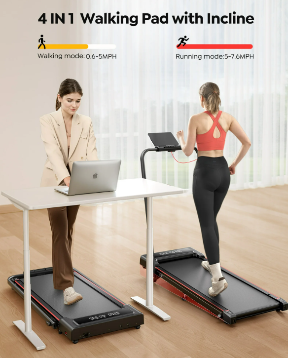 Toputure TP4 Treadmill, 2.5HP Walking Pad, 2 in 1 Under Desk Treadmill