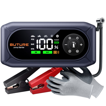 Car jump starter 5000A 26800mAh(All Gas/10L Diesel) Powerful Portable Jump Box with Fast Charge, Extended Cables, and Lights