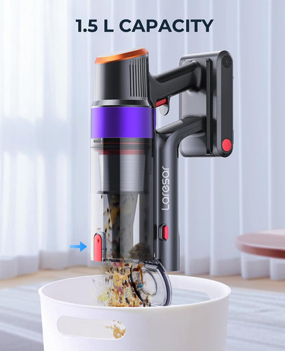 Laresar E8 Cordless Vacuum Cleaner for Home, 38000Pa 450W Powerful Stick Vacuum, Touch Screen, 55 Mins Detachable Battery, 3-Speed Adjustment, Lightweight Handheld Vacuum, Hardhood Floor/Carpet/Pet Hair