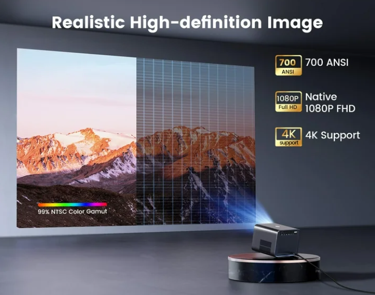 [Netflix Certified & Dolby Audio] WiMiUS K9 Projector with WiFi and Bluetooth, 700ANSI Lumens, Auto Focus & 6D Keystone, Built-in Streaming Apps, Outdoor & Home Theater Movies