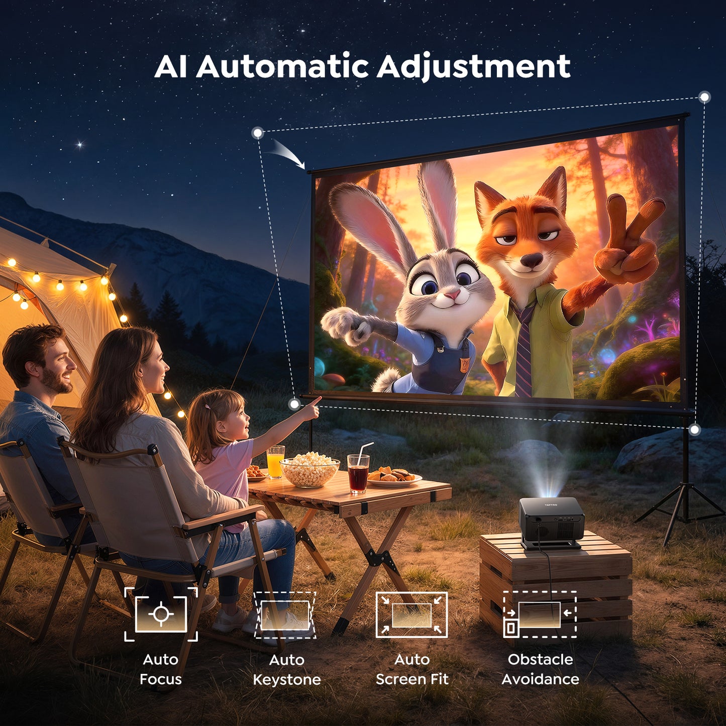 TOPTRO Google TV Projector, Native 1080P Smart Projector Support 4K, Auto Focus & Keystone, 90° Rotatable Stand, Short Throw Home Theater Projector with WiFi & Bluetooth