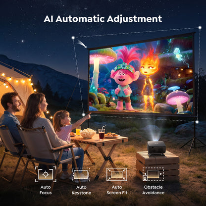 TOPTRO Google TV Projector, Native 1080P Smart Projector Support 4K, Auto Focus & Keystone, 90° Rotatable Stand, Short Throw Home Theater Projector with WiFi & Bluetooth