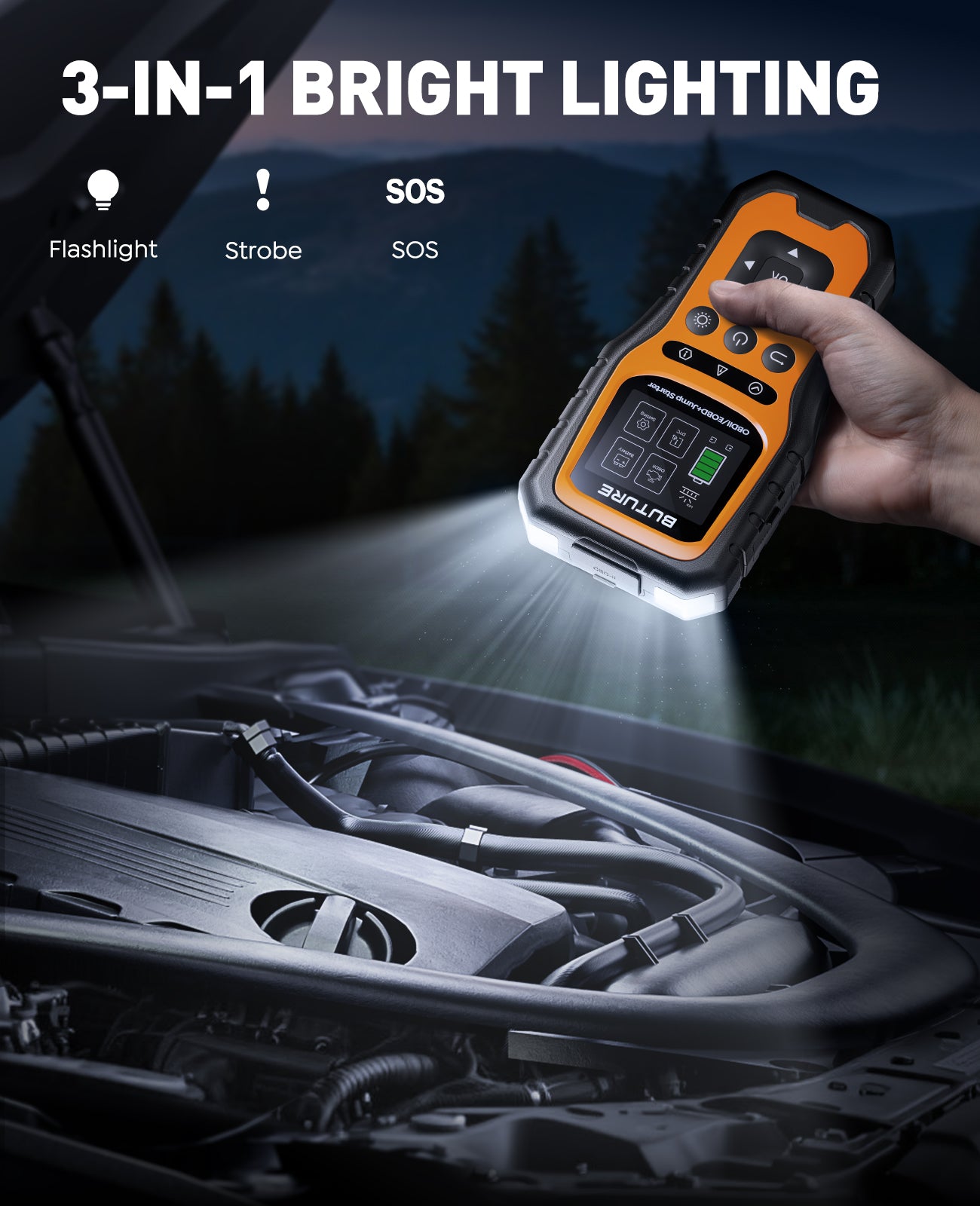 BUTURE 5000A Car Jump Starter with OBD II Scanner, 12V Portable Car Battery Booster for All Gas / 10.0L Diesel Engines
