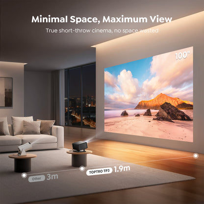 TOPTRO Google TV Projector, Native 1080P Smart Projector Support 4K, Auto Focus & Keystone, 90° Rotatable Stand, Short Throw Home Theater Projector with WiFi & Bluetooth