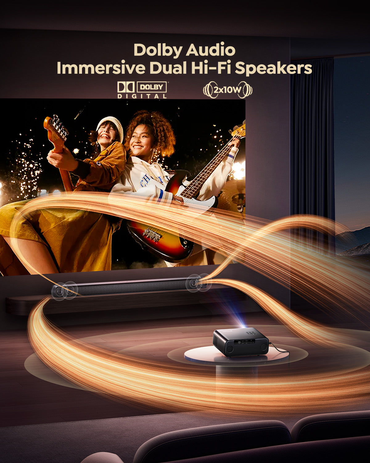 WiMiUS Smart Projector with Licensed Netflix, Native 1080P 4K Supported, 600 ANSI Lumen, Dolby Audio Dual Speakers, Auto Focus and Keystone, Home Theater Projector with WiFi and Bluetooth