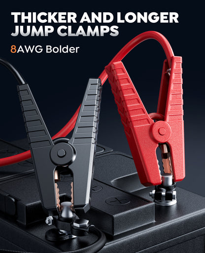 BUTURE 6000A Jump Starter, 26800mAh Portable Car Battery Booster for All Gas & 12L Diesel, 800LM LED Light, 18W Fast Charge Power Bank with Heavy Duty Jumper Cables