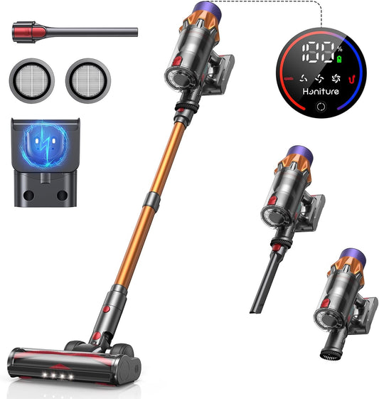 Honiture X7 Cordless Stick Vacuum Cleaner 45000pa, 60 Mins Rechargeable Wireless Vacuum Cleaner for Home 6 in 1 with LED Display