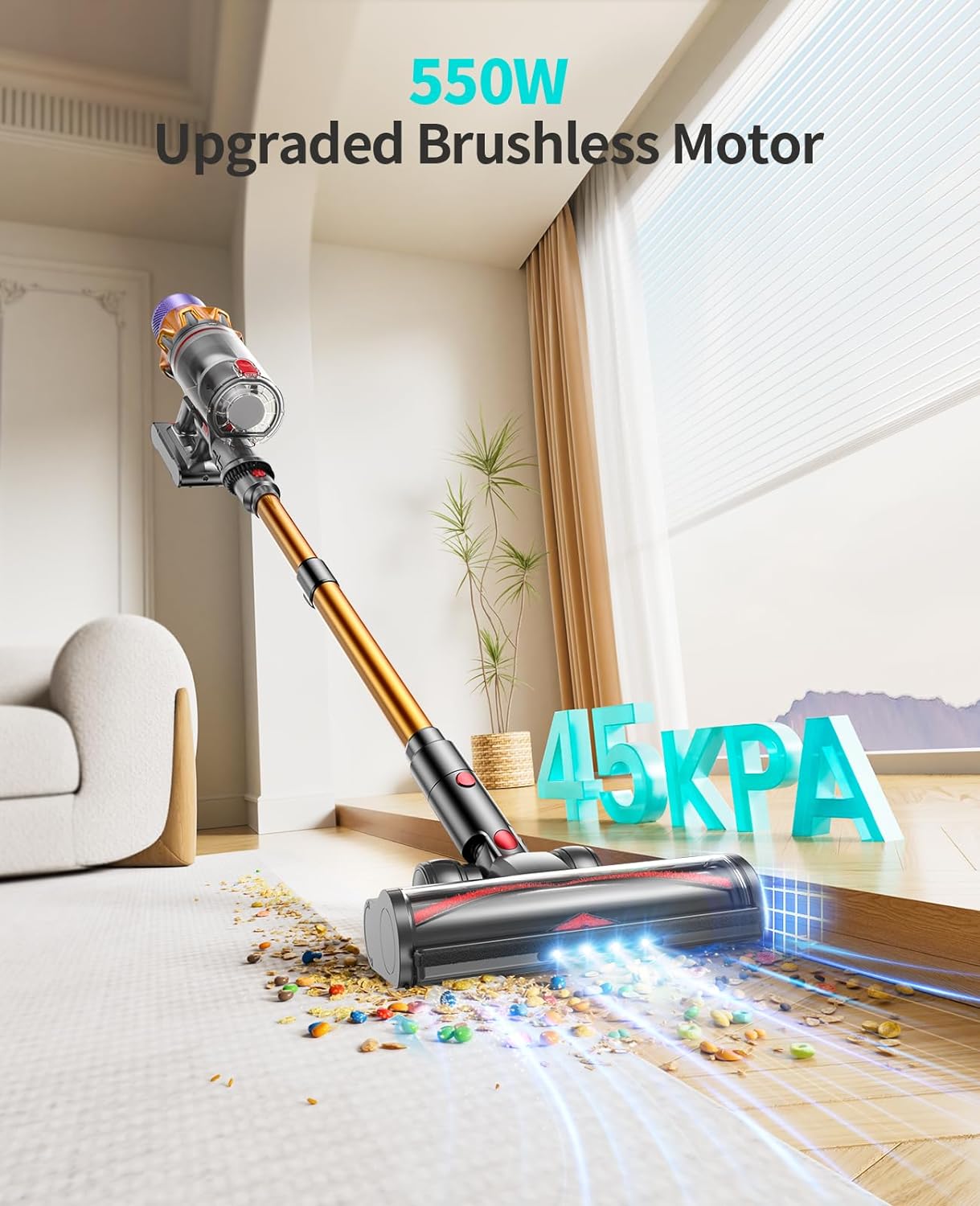 Honiture X7 Cordless Stick Vacuum Cleaner 45000pa, 60 Mins Rechargeable Wireless Vacuum Cleaner for Home 6 in 1 with LED Display