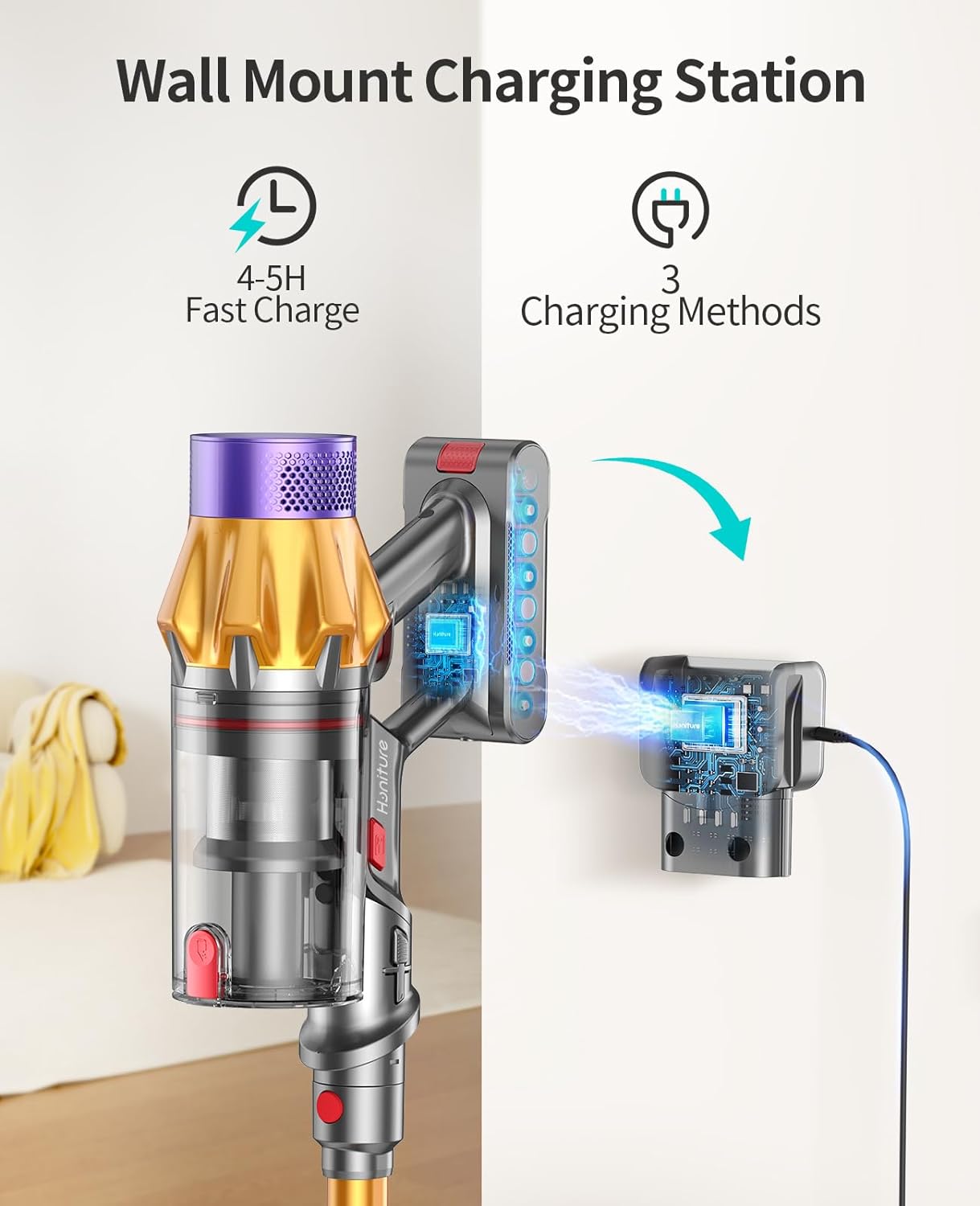 Honiture X7 Cordless Stick Vacuum Cleaner 45000pa, 60 Mins Rechargeable Wireless Vacuum Cleaner for Home 6 in 1 with LED Display