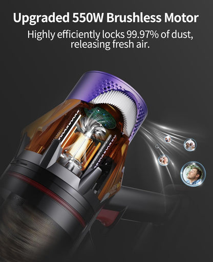 Honiture X7 Cordless Stick Vacuum Cleaner 45000pa, 60 Mins Rechargeable Wireless Vacuum Cleaner for Home 6 in 1 with LED Display