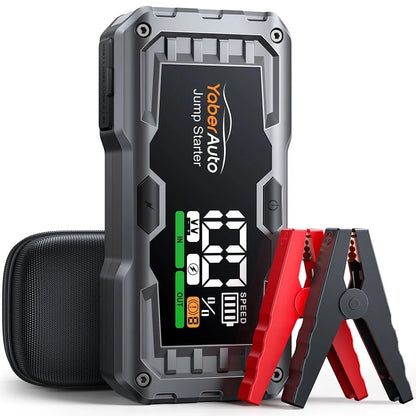 YaberAuto Car jump starter 4000A 21800mAh(for 10L Gas/9L Diesel) Powerful Portable Jump Box with Fast Charge, Extended Cables, 450 Lumens Light