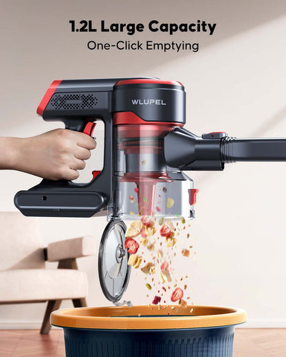 Wlupel H8S Cordless Vacuum Cleaner, 38Kpa 450W Lightweight Stick Vacuum Cleaner, 55 mins Runtime, LED Touch Screen for Pet Hair Carpet Floors