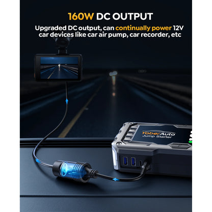 YaberAuto Car jump starter 4000A 21800mAh(for 10L Gas/9L Diesel) Powerful Portable Jump Box with Fast Charge, Extended Cables, 450 Lumens Light